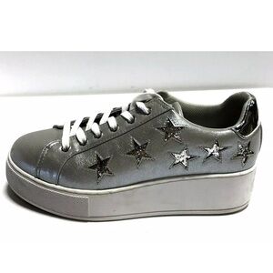 Guess Women’s Nat, Silver Lace-Up Sneakers, Size 9.5 M.